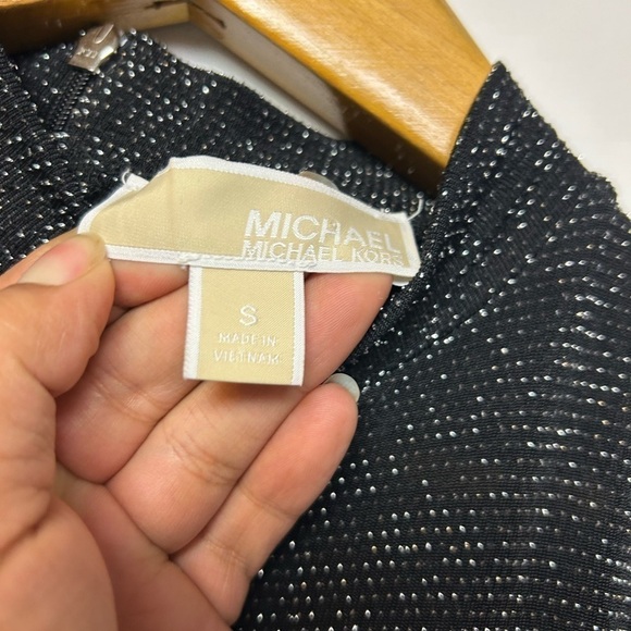 MICHAEL KORS SPARKLE LONG SLEEVE KNEE LENGTH BLACK DRESS SIZE S - Picture 10 of 10